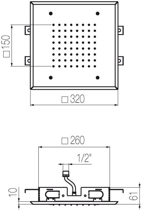 Radomonte Встраиваемая в потолок лейка дождевого душа из нержавеющей стали  Pia50  - Вид №3