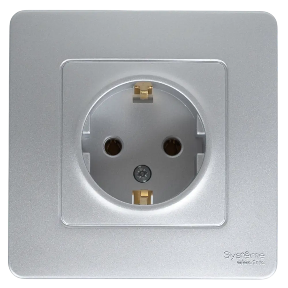 Розетка встраиваемая Systeme Electric Blanca с заземлением цвет алюминий 86728844 STLM-2206719 