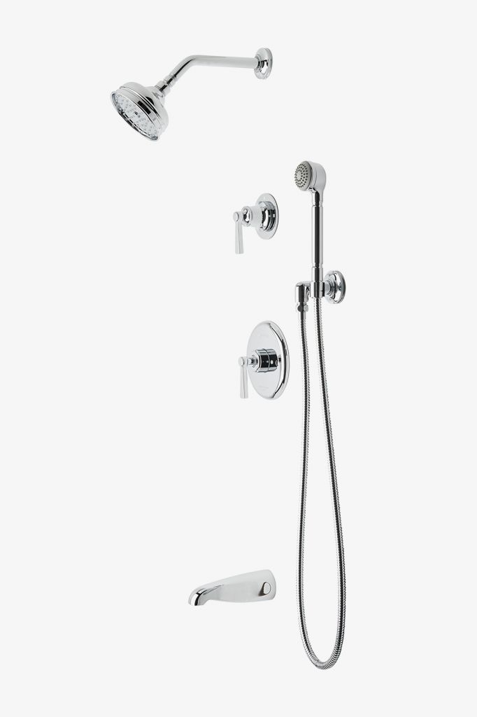 TRSP17 Комплект для транзитного душа с балансировкой давления с 5-дюймовой розеткой для душа, ручным душем, изливом ванны и рукояткой отводного рычага Waterworks 