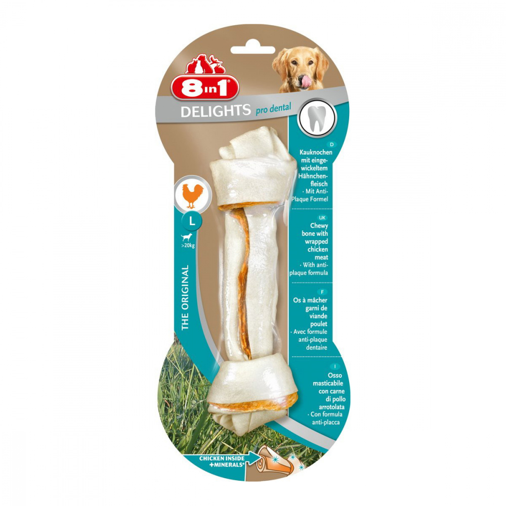 Т0043750 Лакомство для собак DENTAL DELIGHTS L Косточка для чистки зубов 21см 8 in 1 8 in 1 Pets 