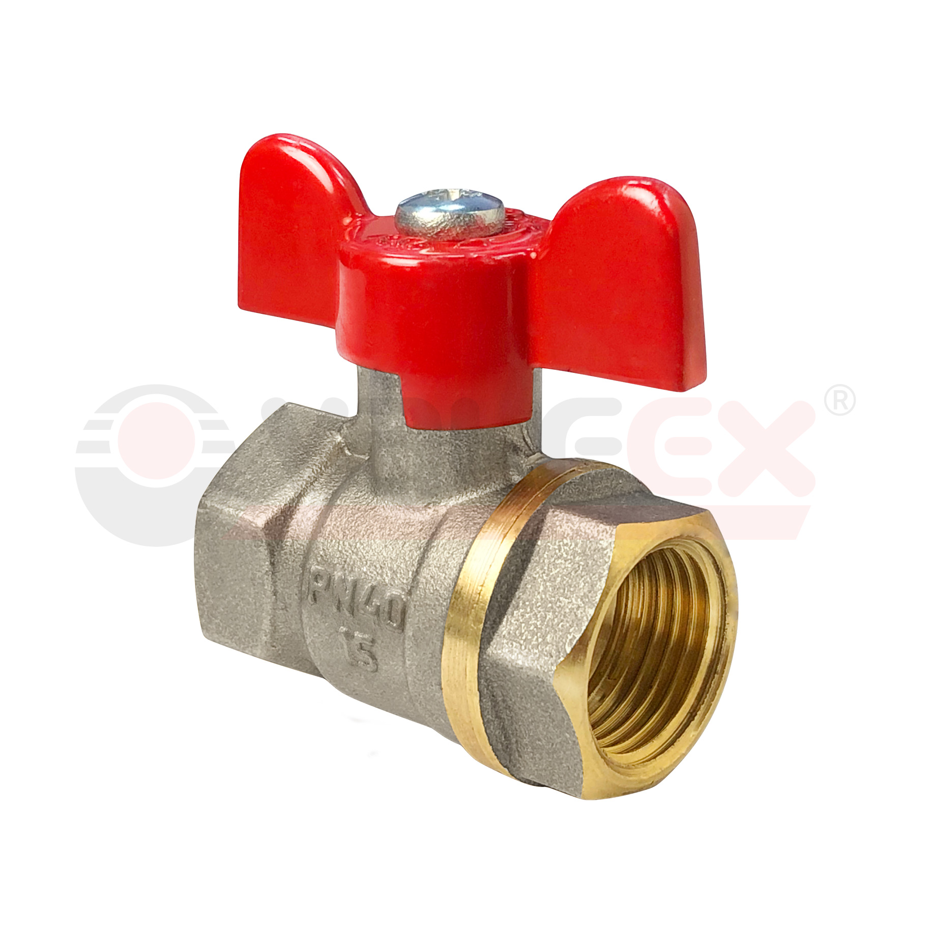 VF.217.NB1.114 Valfex Кран шаровой (с никелевым покрытием), ручка-бабочка (внутр.-внутр.)  1 1/4" 