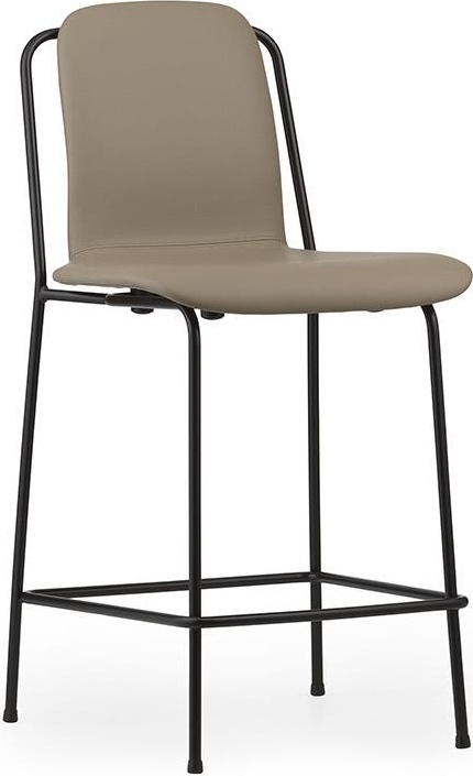 602476 Барный стул 65 см Полная обивка Черная сталь / Ультра кожа Normann Copenhagen Studio