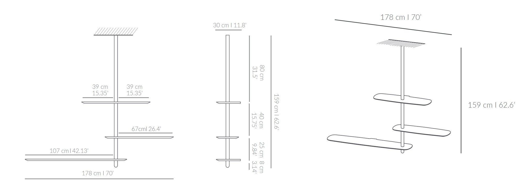 Модульная потолочная полка из шпона NOMON уникальная ARCH-00047381 - Вид №8