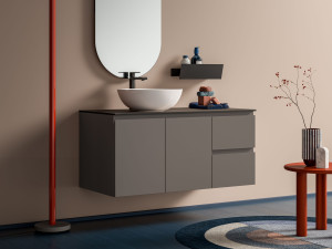 Подвесной шкаф для умывальника со встроенной раковиной