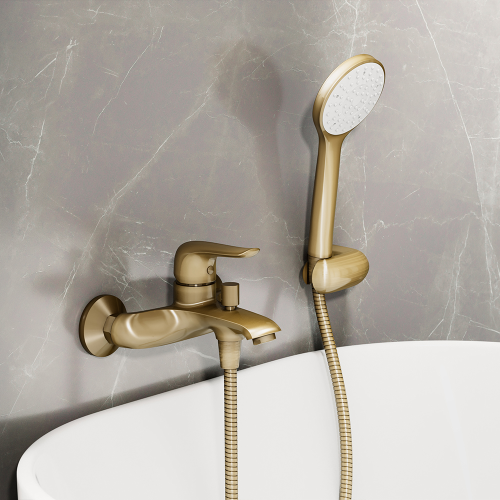 914540000 Gold душевой набор: 100 мм 1ф наст. держатель шланг 15м Damixa Eclipse