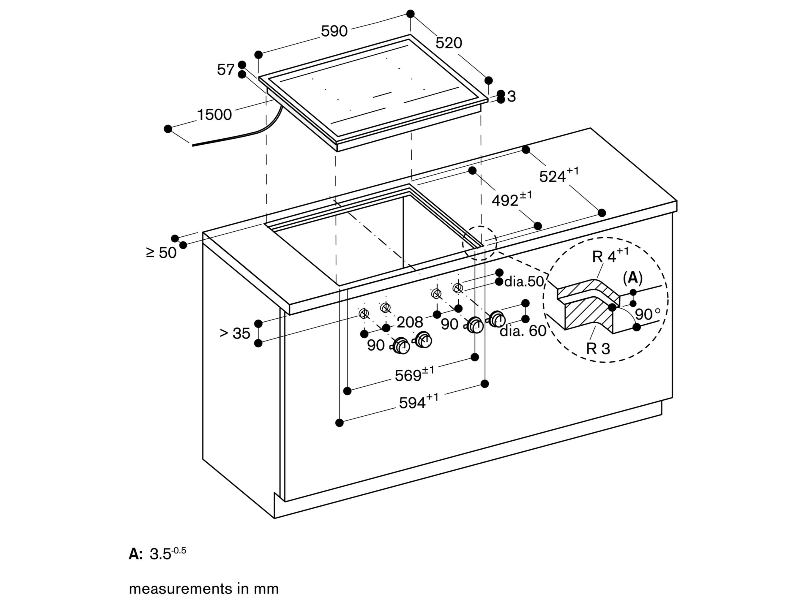 Индукционная плита с проволочной столешницей из стеклокерамики GAGGENAU серия 400 ARCH-00015210 - Вид №1