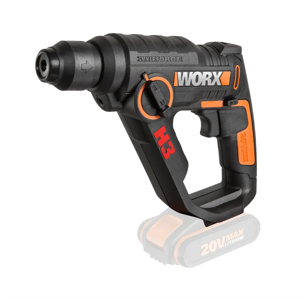 Перфоратор аккумуляторный SDS-plus Worx WX 390.9, 20 В Li-ion, 1.2 Дж, без АКБ STLM-2184764