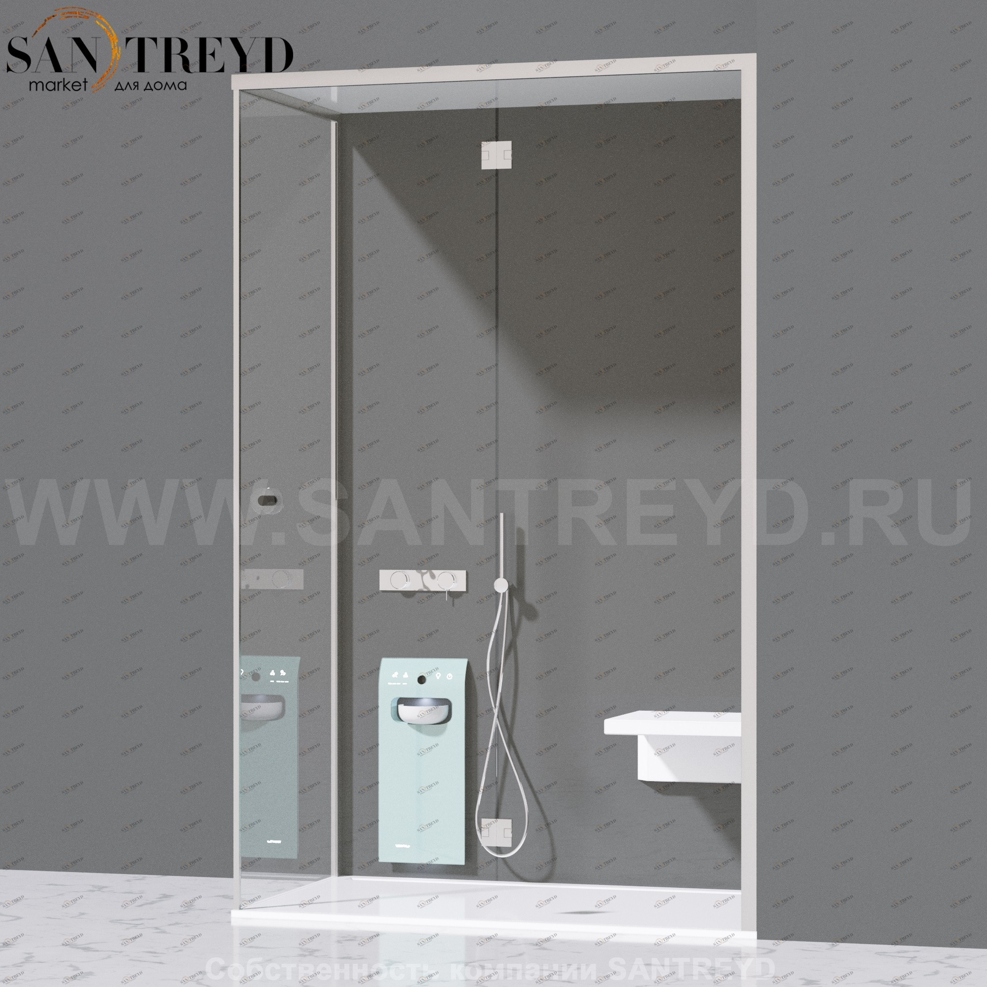 Effegibi FITBOX B Душевая кабина с профилем из алюминия. Установка: в правый угол. Размеры: длина 139 см, Дверные петли на стекле FB10010008