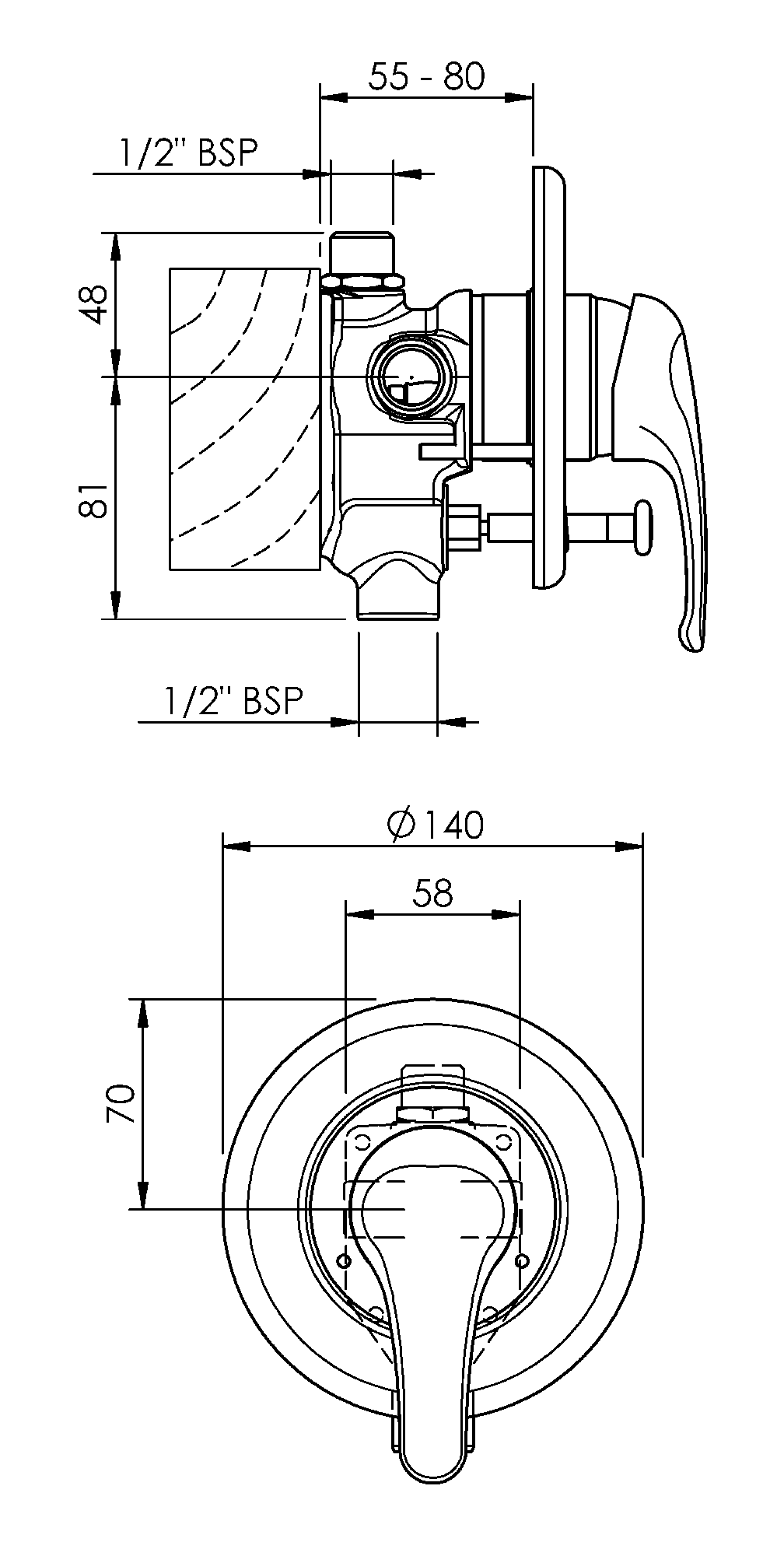 PRSHDCP2 Смеситель для душа Promix с переключателем Methven  - Вид №1