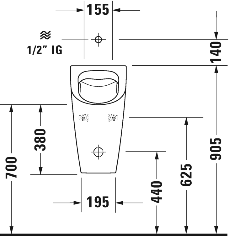 2815300000 Настенный писсуар, уринал с мушкой Duravit ME BY STARCK - Вид №4