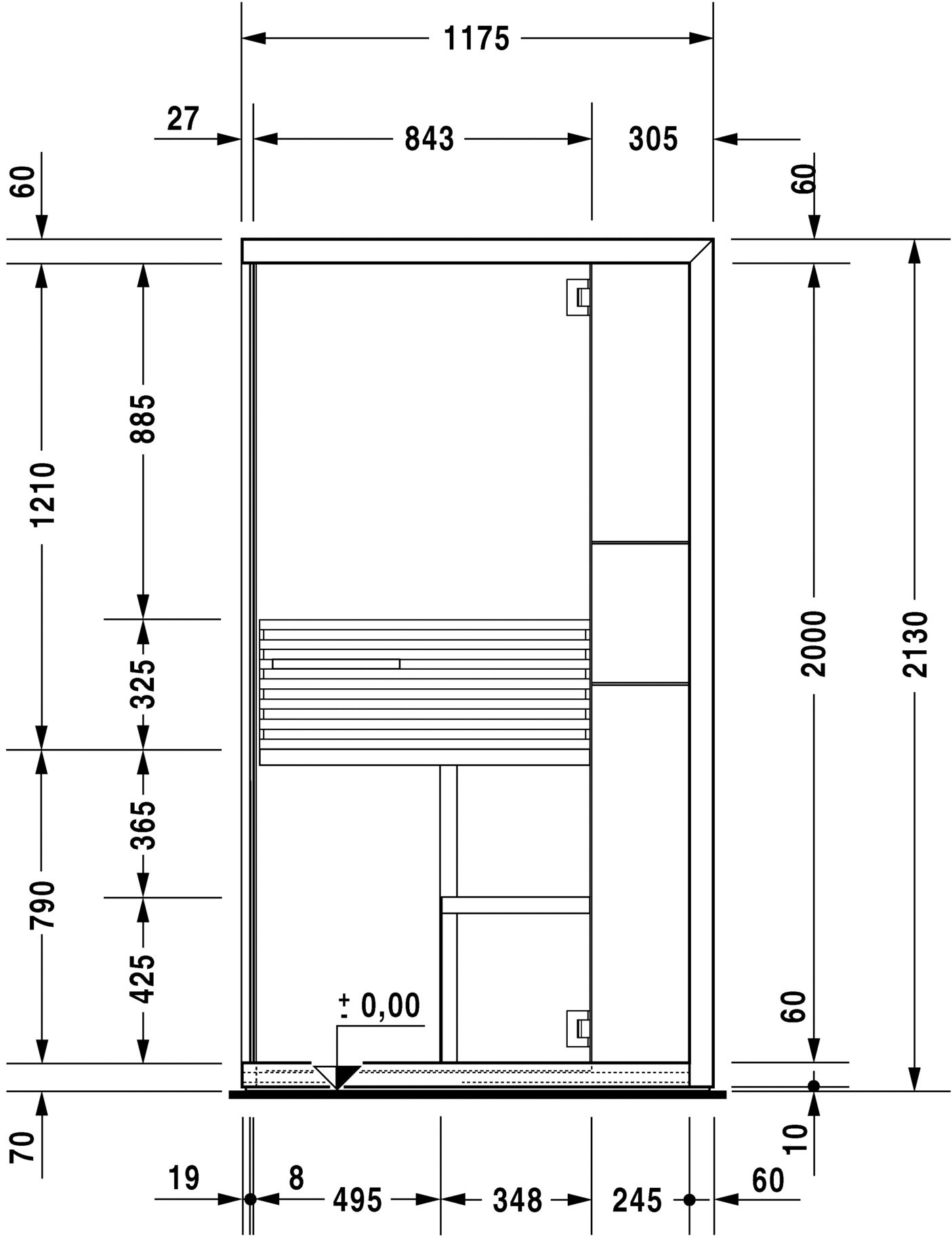 7513..001001000 Inipi B Сауна Inipi B Super Compact, угловая Белый глянцевый декор Duravit  - Вид №4