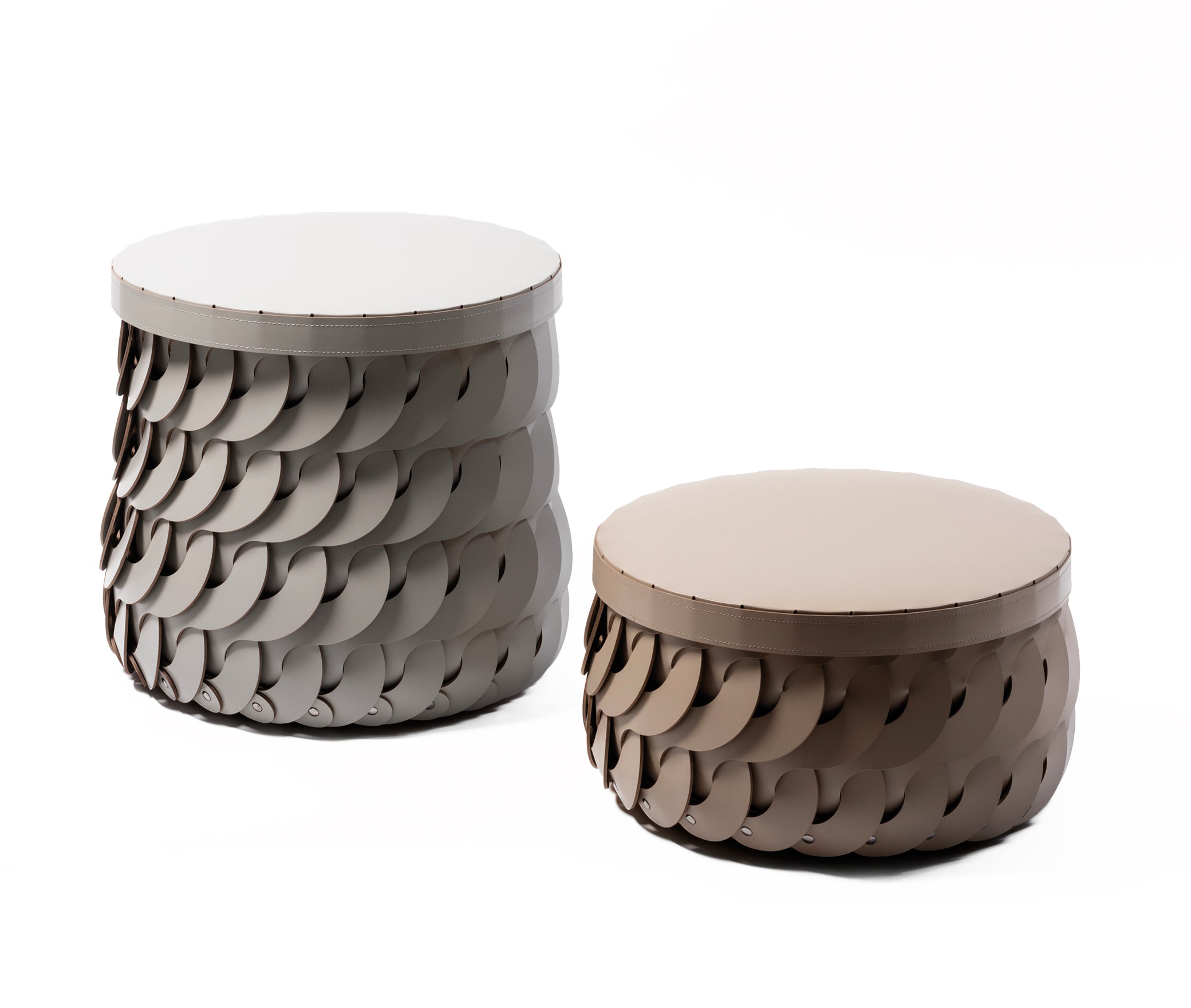 Высокая корзина Alicante - Ø 45XH25 см / регенерированная кожа_белый Pinetti 00.2520.082.000 - Вид №2