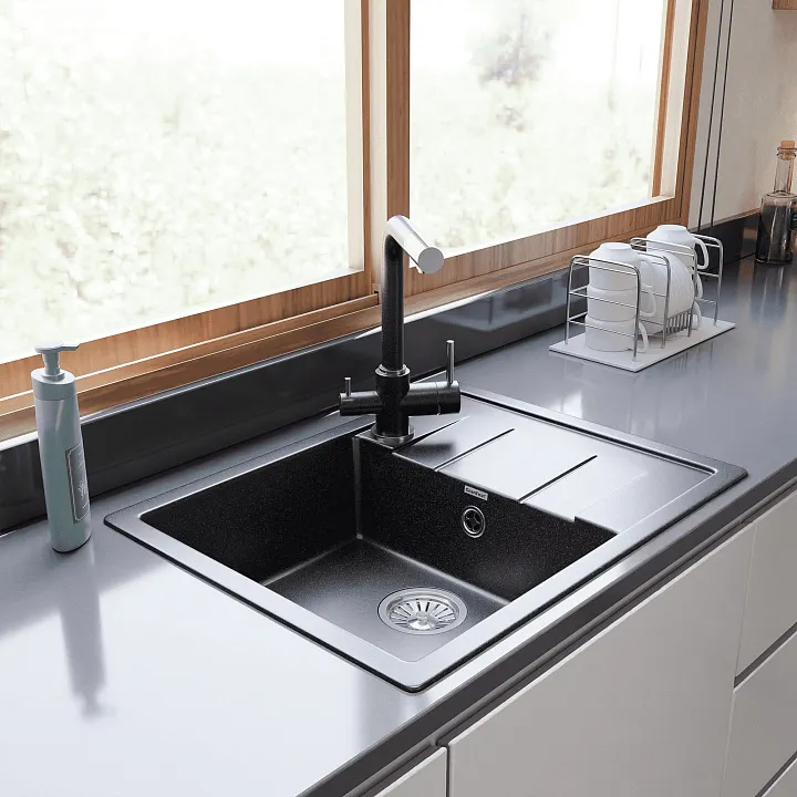 Кухонная мойка Искусственный камень QUADRO S218 GranFest Q-650L-S218 - Вид №4