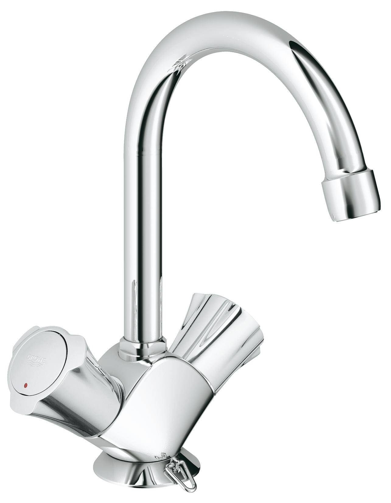 Смеситель для раковины GROHE Costa L с цепочкой и высоким С-изливом, хром (21374001)