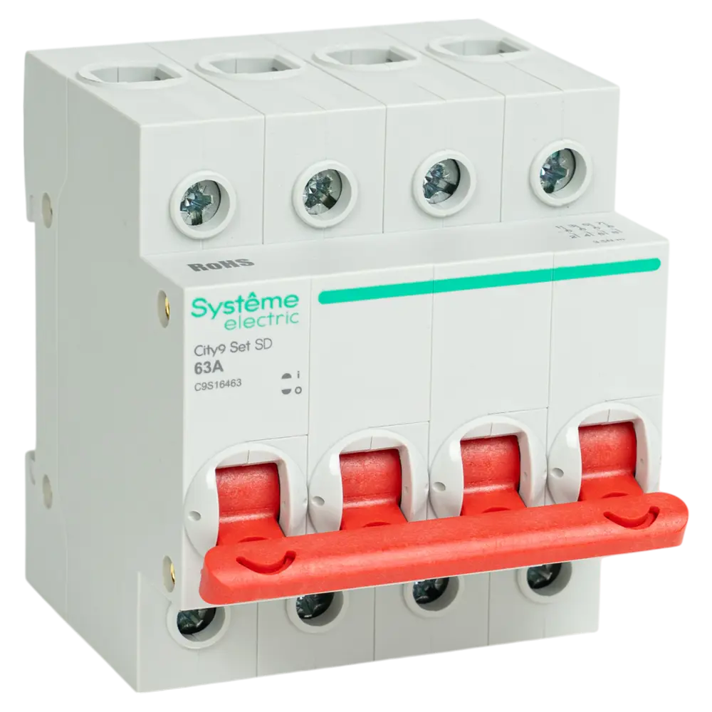 Systeme Electric City9 Set - 4-полюсный разъединитель 63А с красной рукояткой 89412711 STLM-1566855 - Вид №1