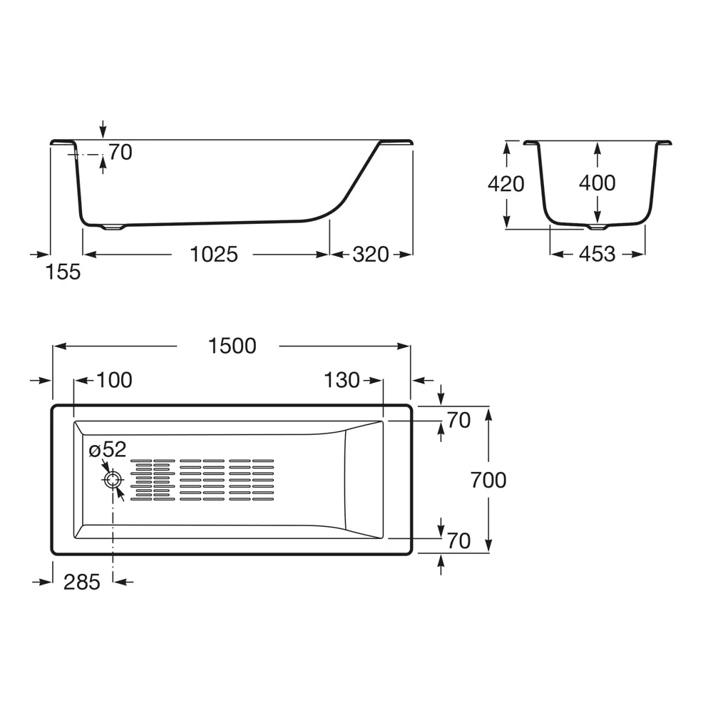 Ванна Roca Tampa чугун 150x70 см 82364675 STLM-2207380 - Вид №2