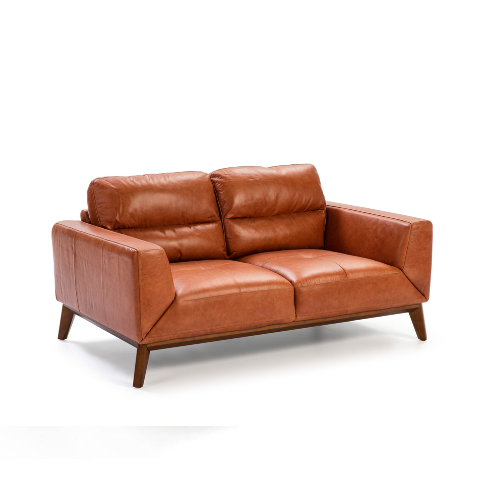 073527 Диван из кожи -2P светло-коричневый Angel Cerda KF1016 