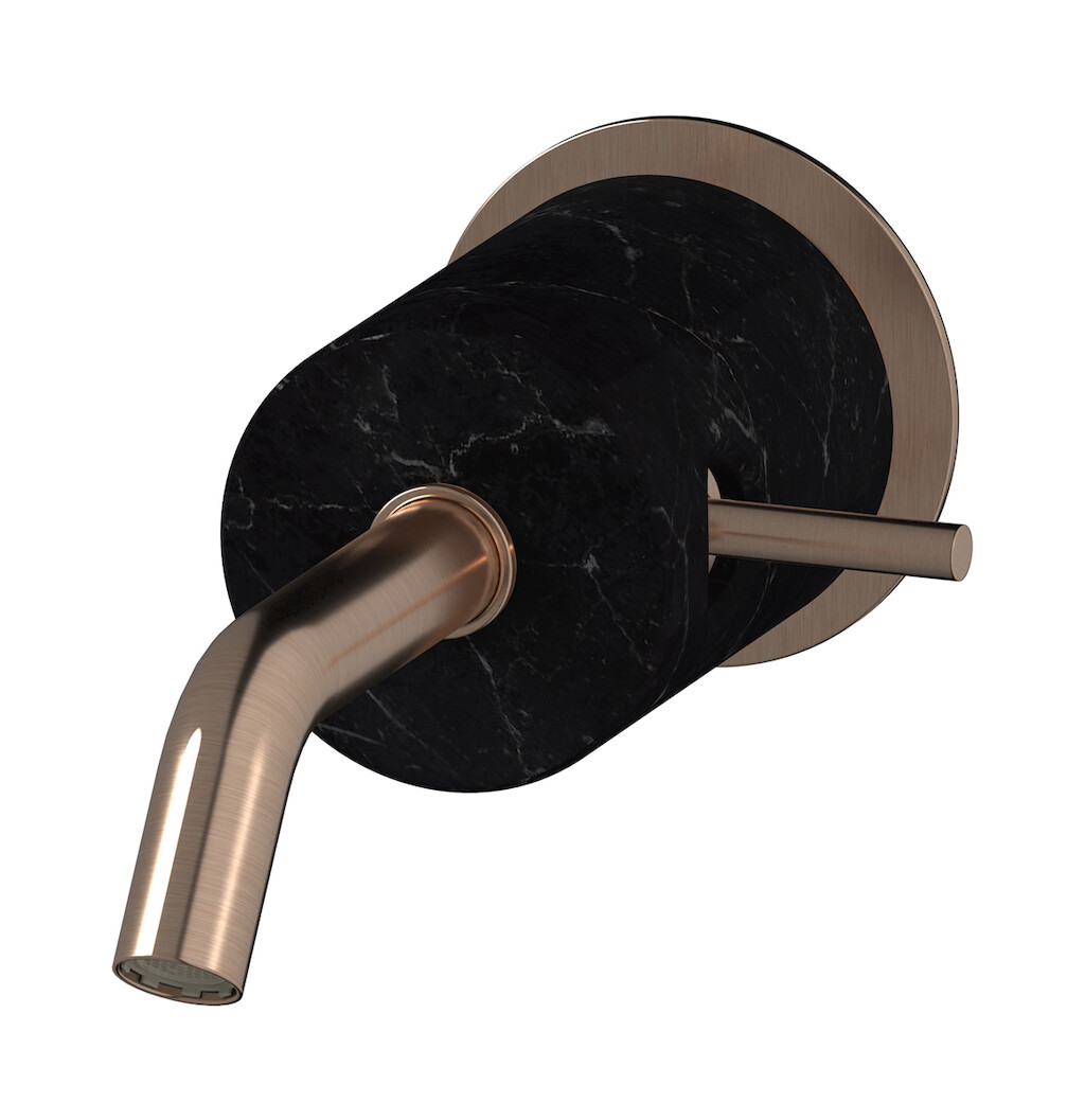 Встроенный в стену смеситель для раковины на 1 отверстие в комплекте с донным клапаном WE ARE IB mr209sr_2 Brushed Rose Gold Marmo