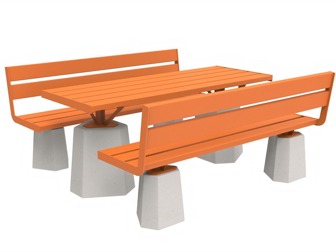 Стол для пикника из металла и бетона со встроенными скамейками Lazzari Stone ARCH-00036666 - Вид №1