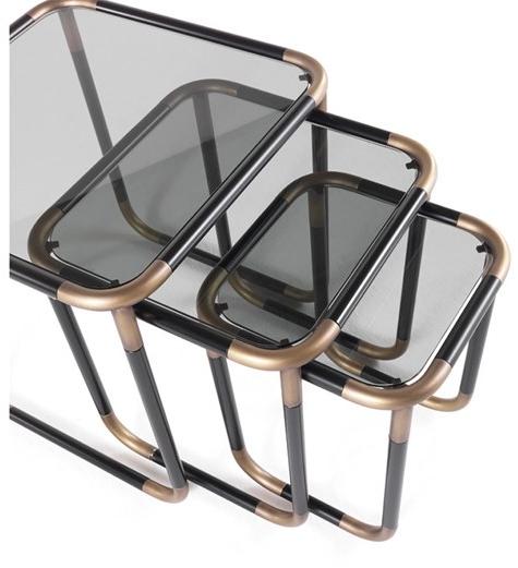 Gianfranco Ferré Home Журнальный столик из металла и дымчатого стекла  Pig.231.a  - Вид №1