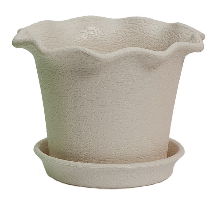 401-6 Горшок д/цветов с поддоном Le Fleur d=11,5 0.5 Л. Кремовый Цветочная коллекция 