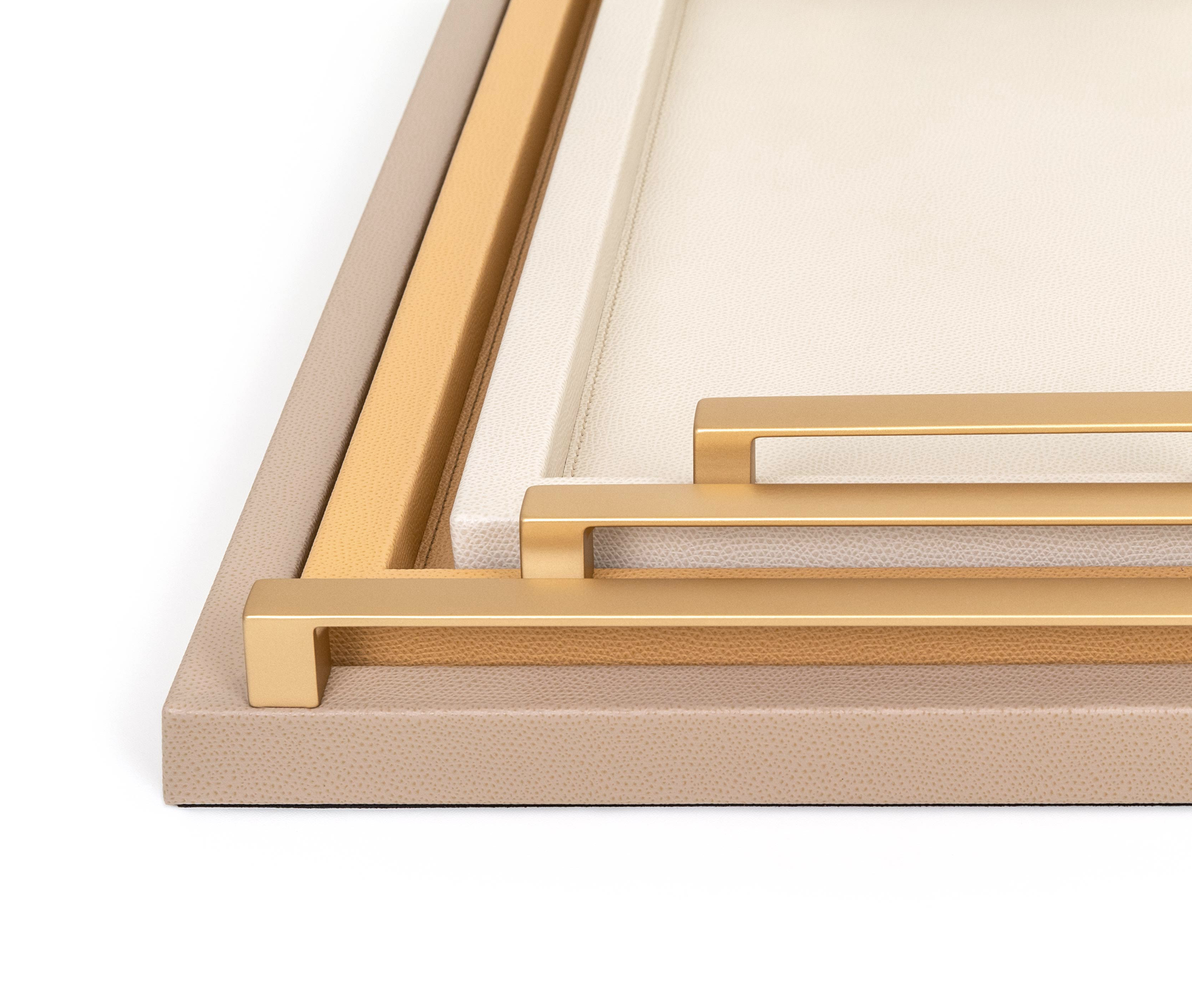 Юпитер Поднос - 45x32 см/металл-хром/тканая кожа_верблюжья Pinetti 00.1315.061.011 - Вид №5