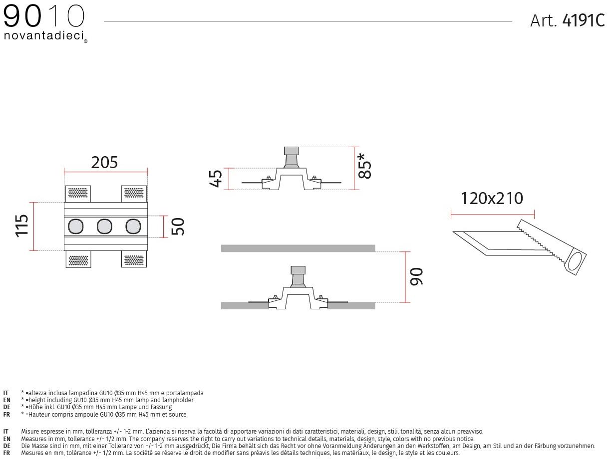 9010 novantadieci Встраиваемый потолочный светильник led из cristaly®  4191c  - Вид №2