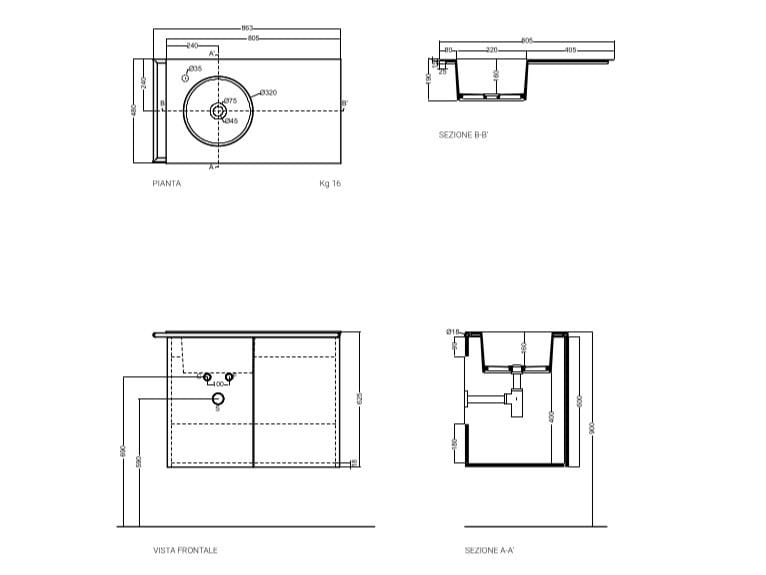 Подвесной шкаф для умывальника из ДСП со встроенной раковиной COLAVENE REGOLO ARCH-00055088 - Вид №2