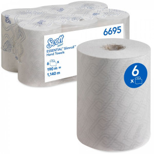 6695 Kimberly Clark Полотенца бумажные в рулоне Kimberly Clark Scott Essential Slimroll 6695 1-слойные 6 рулонов по 190 метров
