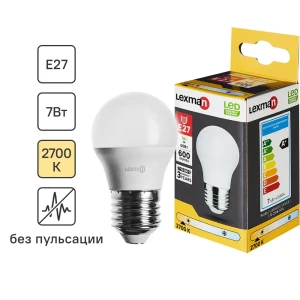 Lexman LED-лампа сферическая E27 7Вт теплый свет 600Лм 86270535
