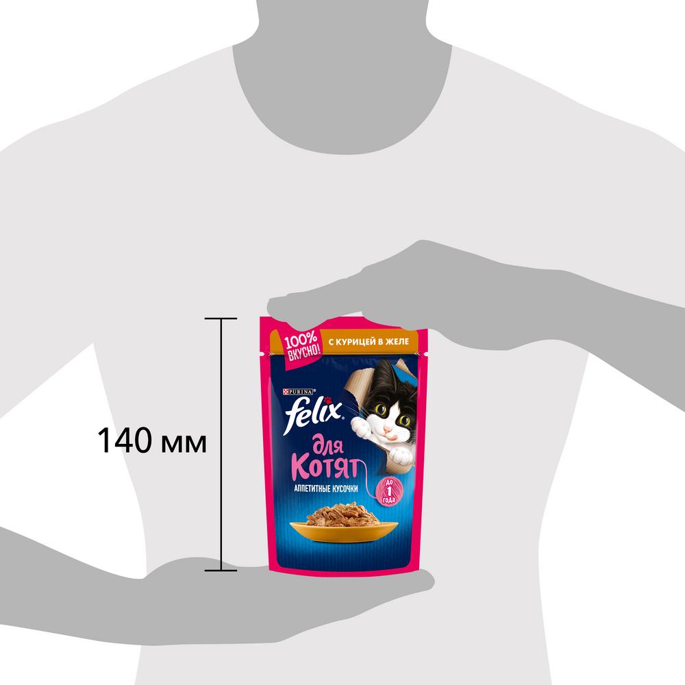 ПР0042530 Корм для котят Аппетитные кусочки курица в желе, пауч 85 г FELIX  - Вид №9