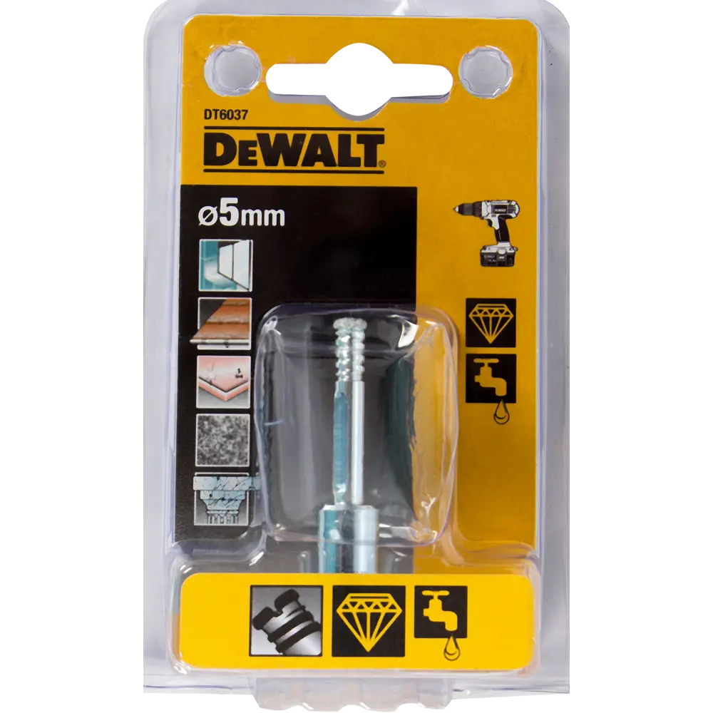 Сверло трубчатое алмазное по стеклу и керамике Dewalt DT6037 5мм 82283720 STLM-2192284  - Вид №3