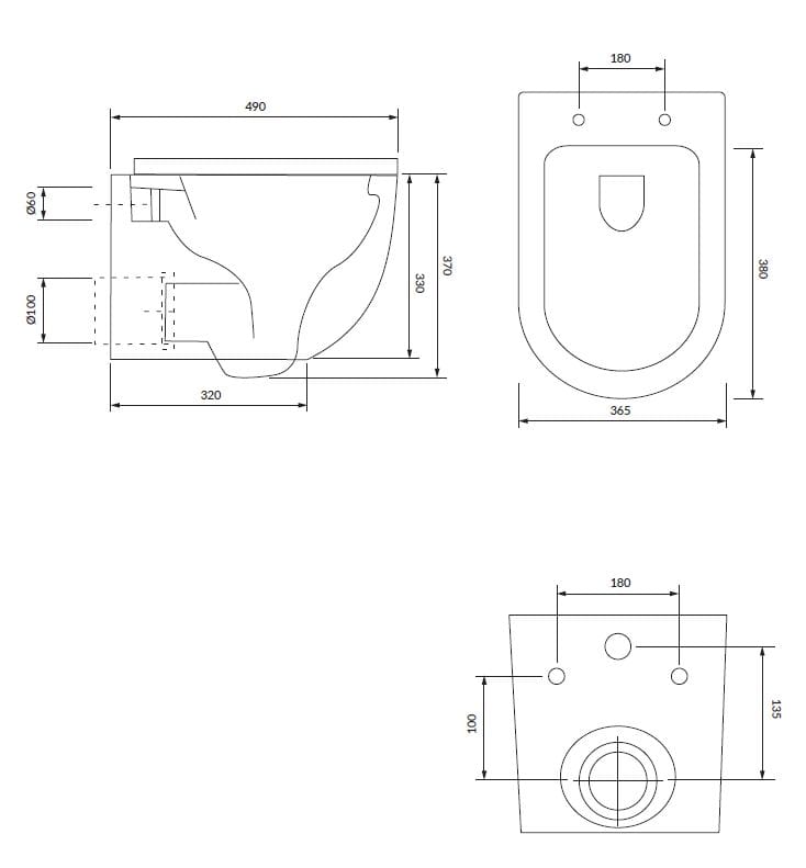 Керамический подвесной туалет без бриды OMNIRES Оттава ARCH-00028003 - Вид №6