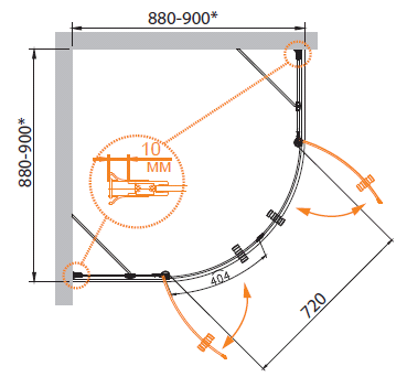 Душевой уголок CEZARES ROYAL PALACE-A-R-2-90-CP-Br - Вид №1