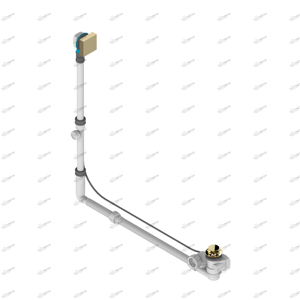 A6N-302GM Перелив GEBERIT для ванны - европейская модель - большой размер регулируемая высота : от 165мм MAXI 580мм регулируемая выступающая часть : от 110мм MAXI 700мм- выпуск Ø 40 мм с стильной ручкой Thg-paris Profil c чёрным ониксом Покрытие PVD золот A6N-302GM CAT.F