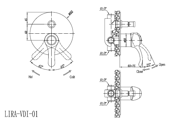Встраиваемый смеситель с переключателем CEZARES LIRA-VDIM-01 - Вид №1