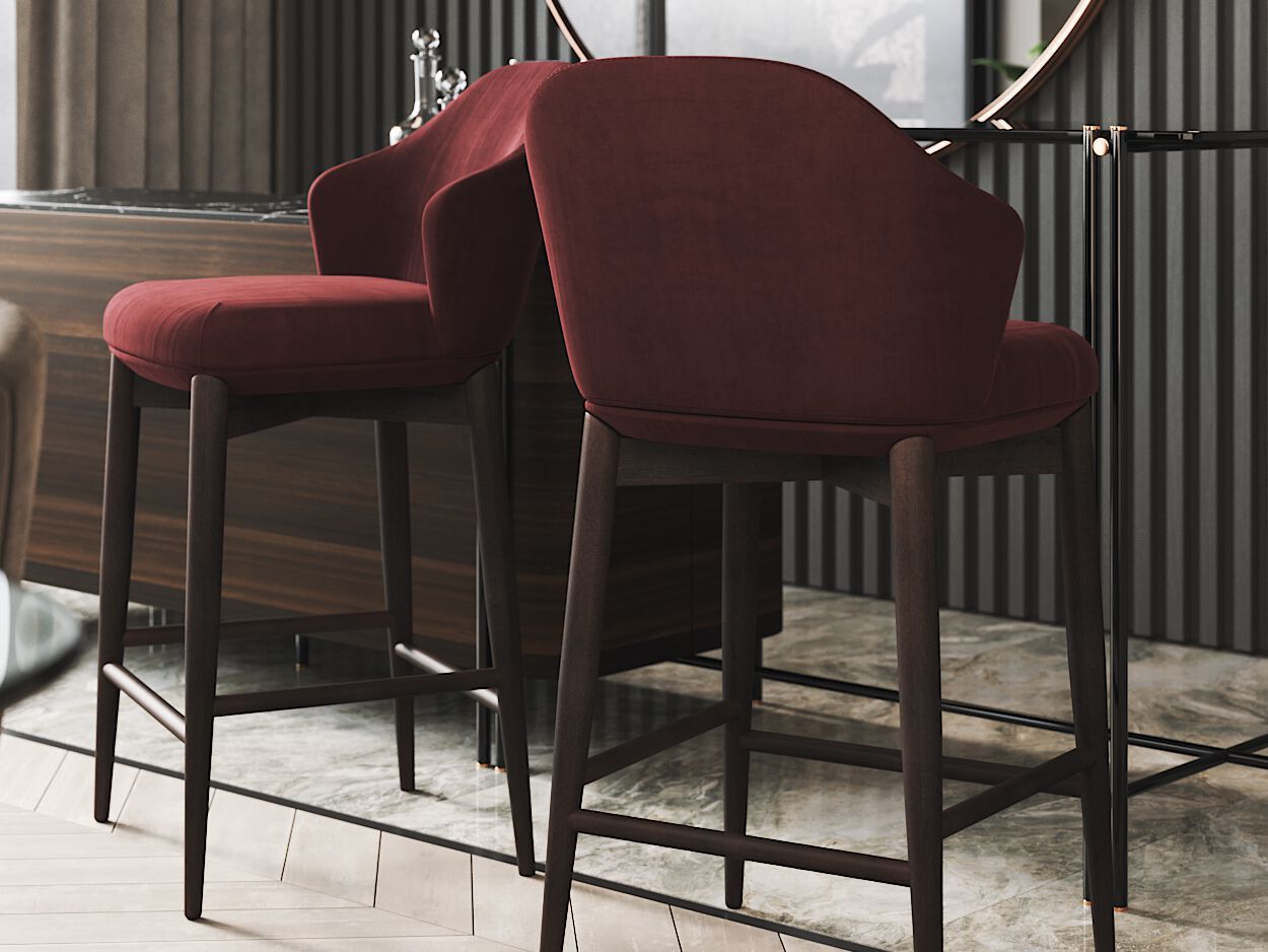 Тканевый барный стул со спинкой PRADDY Natur ARCH-00016011 - Вид №2