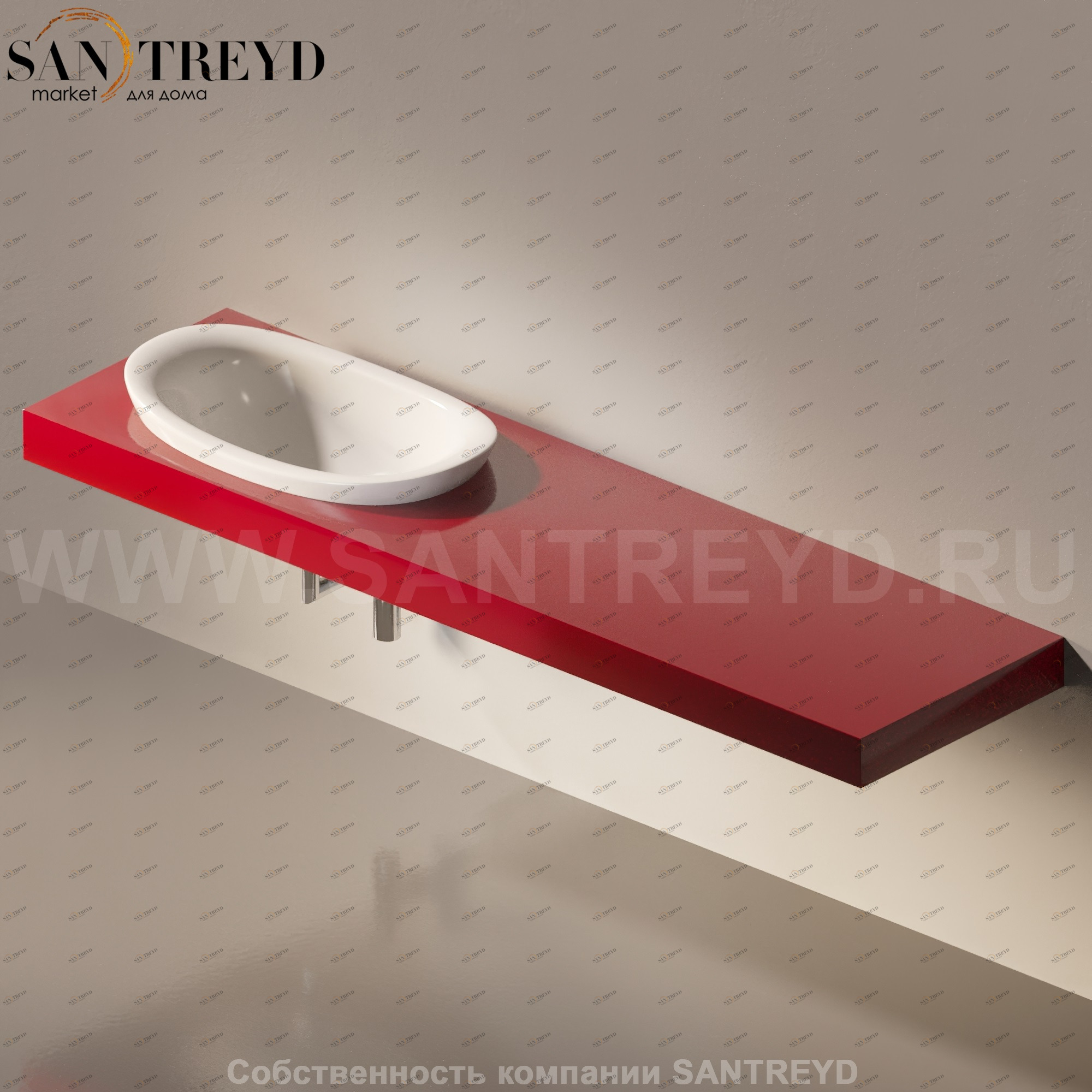 Flaminia IO e SI Столешница с отверстием под раковину от 100 до 250 см красная IO75M4.3011 Ceramica Flaminia IO75M43011