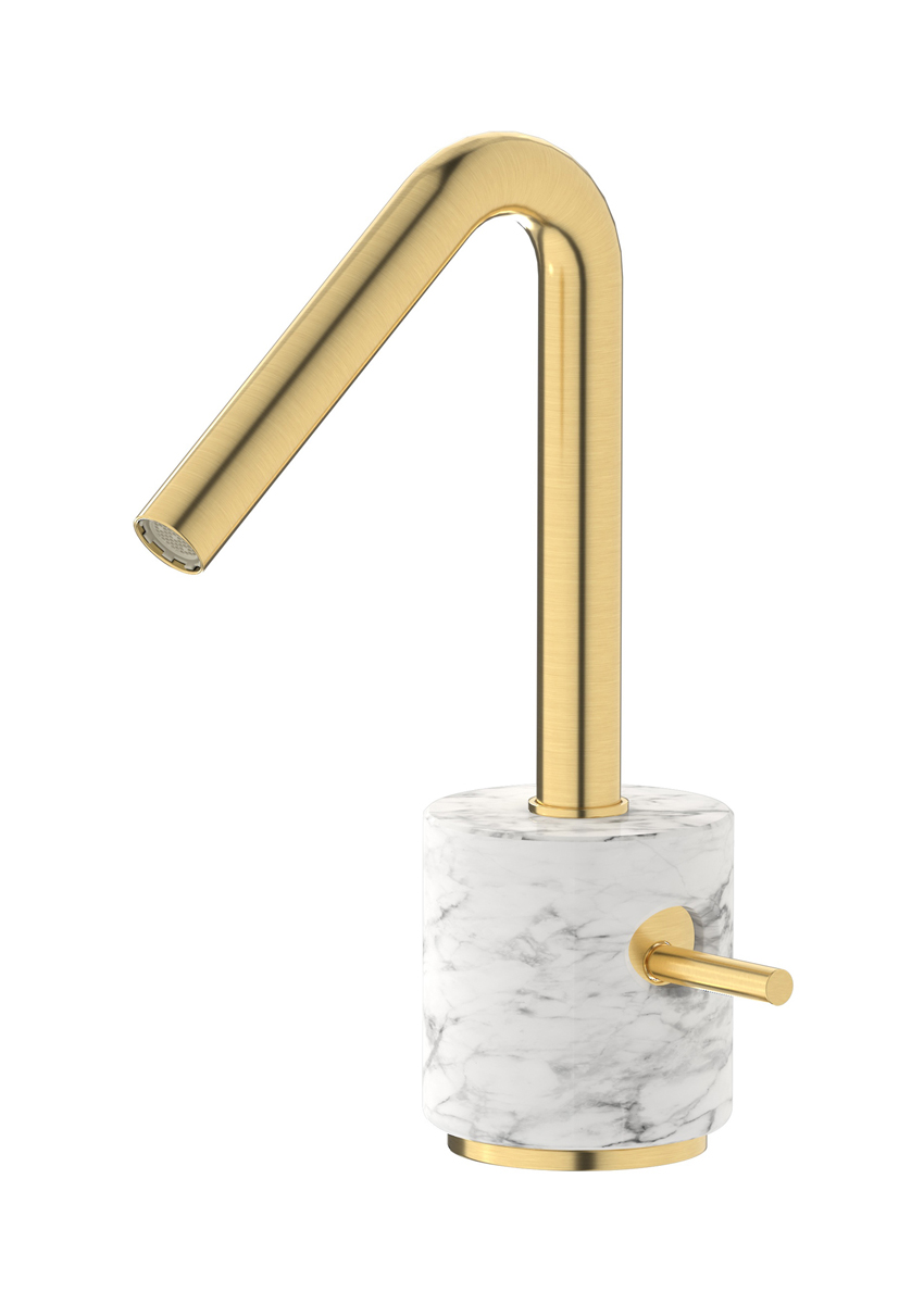 Смеситель для раковины на 1 отверстие в комплекте с донным клапаном WE ARE IB mr200os_1 Brushed Gold Marmo