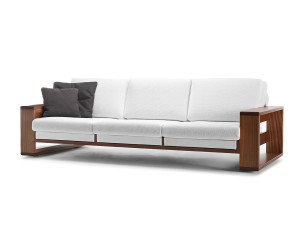 3-местный диван из красного дерева и ткани