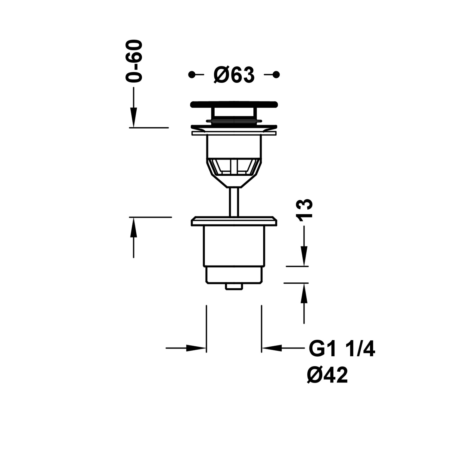 Простой и быстрый сливной клапан для умывальника Click-Clack-24284001FU TRES RICAMBI - Вид №1