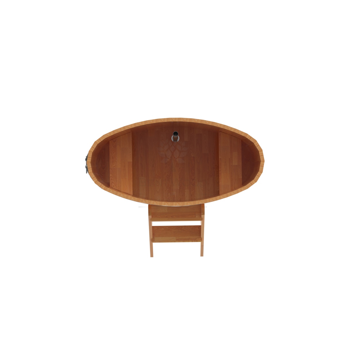 1370 Купель овальная из сращенных ламелей лиственницы 0,69х1,31х1,0 натуральная Alyarus  - Вид №4