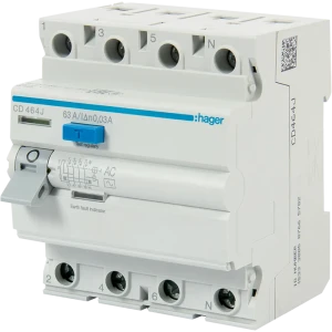 УЗО Hager CD464J 3P N 63 A 30 мА 6 кА AC 12868608 STLM-2202369
