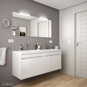 84995 SALGAR Мебель для умывальника NOJA 1400 WHITE GLOSS LACQUERED + Раковина + Зеркало + Свет Глянцевый белый