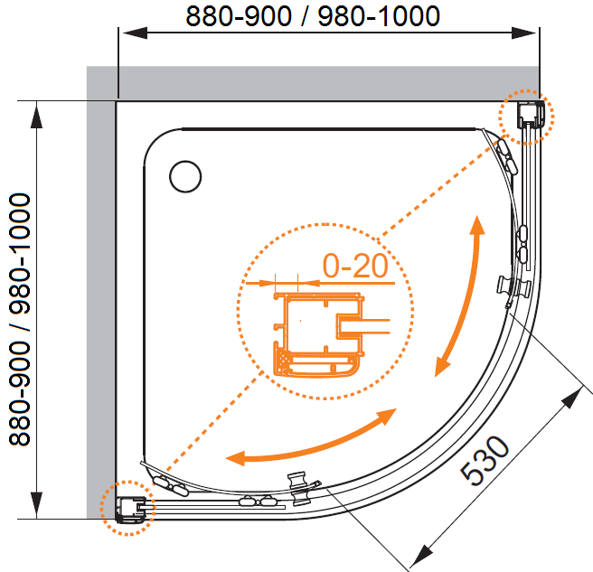 Душевой уголок CEZARES ANIMA-W-R-2-90-C-Cr-IV - Вид №3