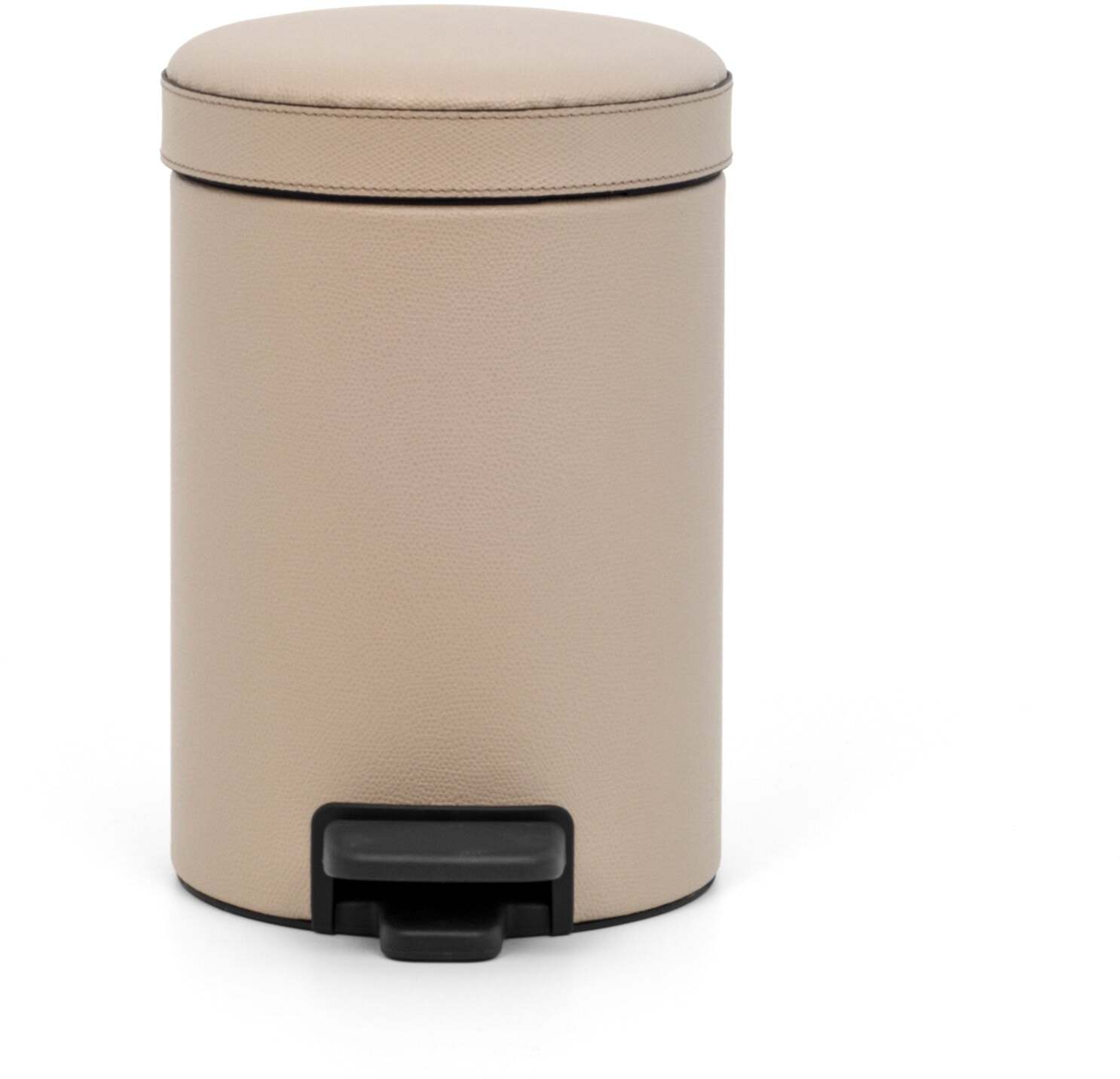 Круглая корзина с педалью - Ø 17,5 X H26 см / тканая кожа_светло-серый