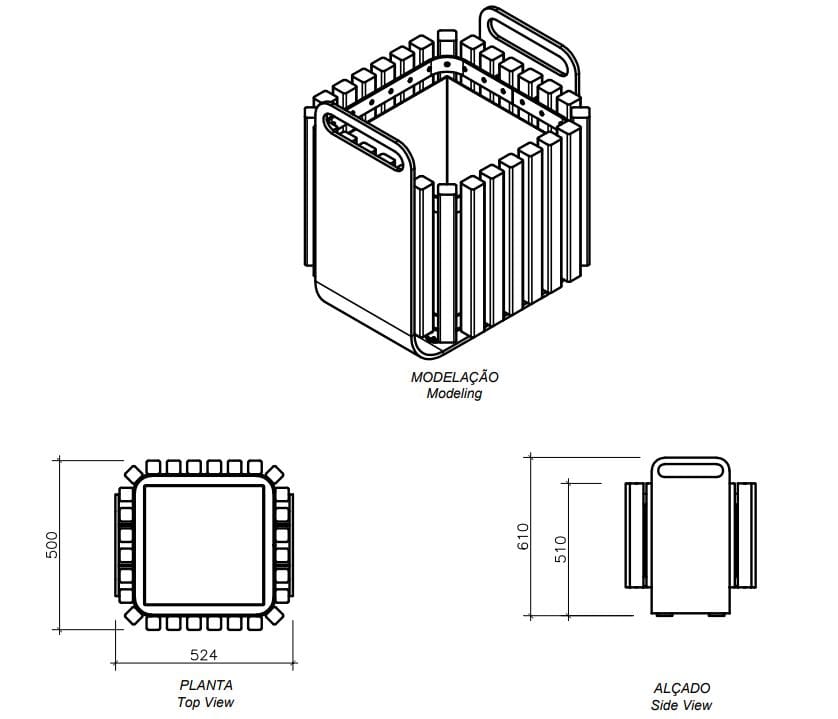 Стальные и деревянные стойки для мусора amop Grip ARCH-00022437 - Вид №3