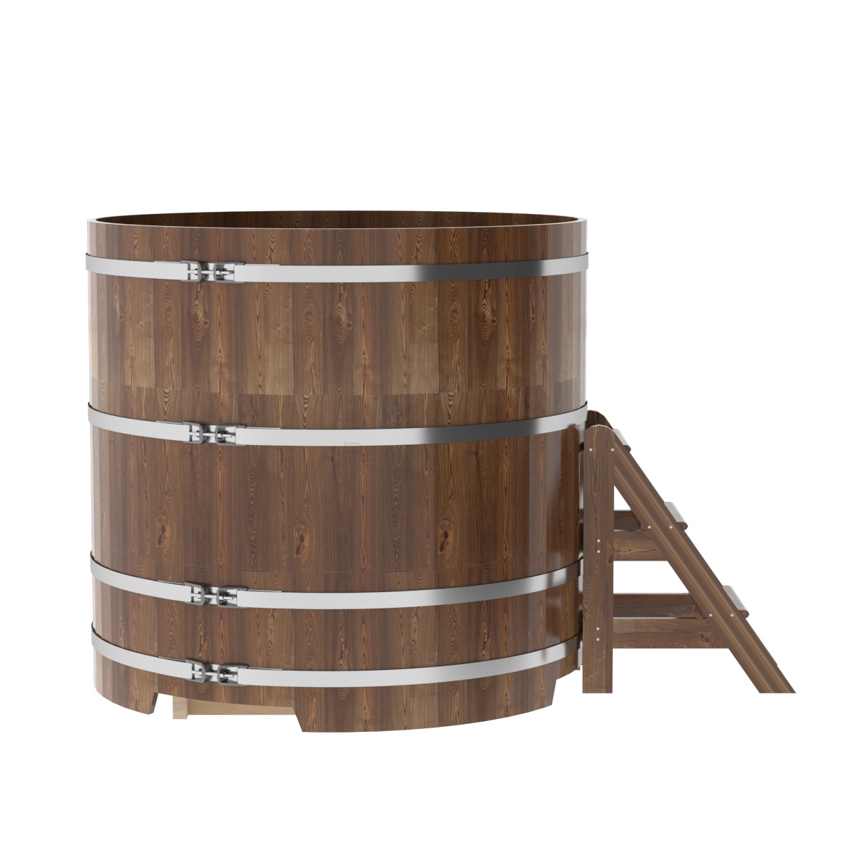 1526 Купель круглая из сращенных ламелей лиственницы d=1,50х1,4 морёная Alyarus  - Вид №3