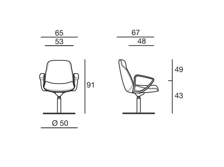 Кожаный поворотный стул для зала ожидания с подлокотниками Sesta Jada ARCH-00001626 - Вид №2