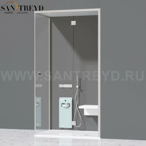 Effegibi FITBOX B Душевая кабина с профилем из алюминия. Установка: в правый угол. Размеры: длина 119 см, Дверные петли на стекле FB10010004